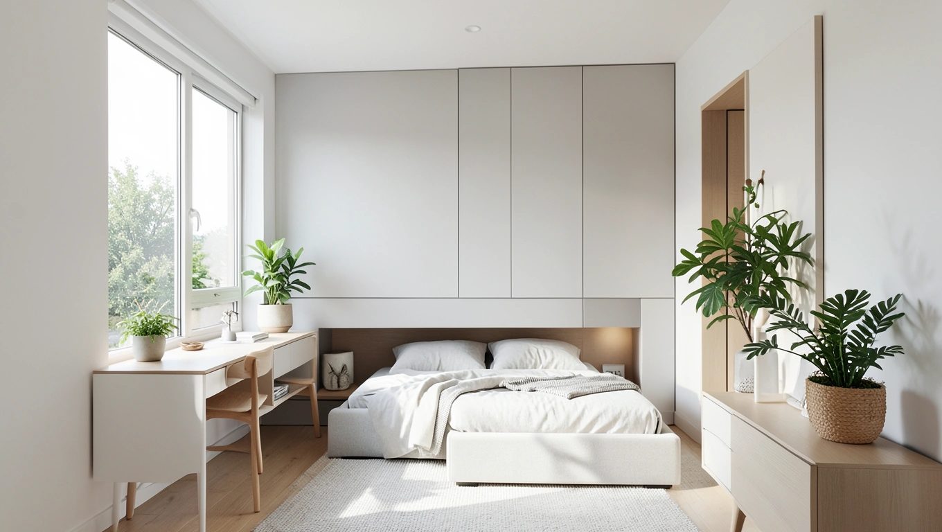 Studio aménagé avec lit escamotable caché