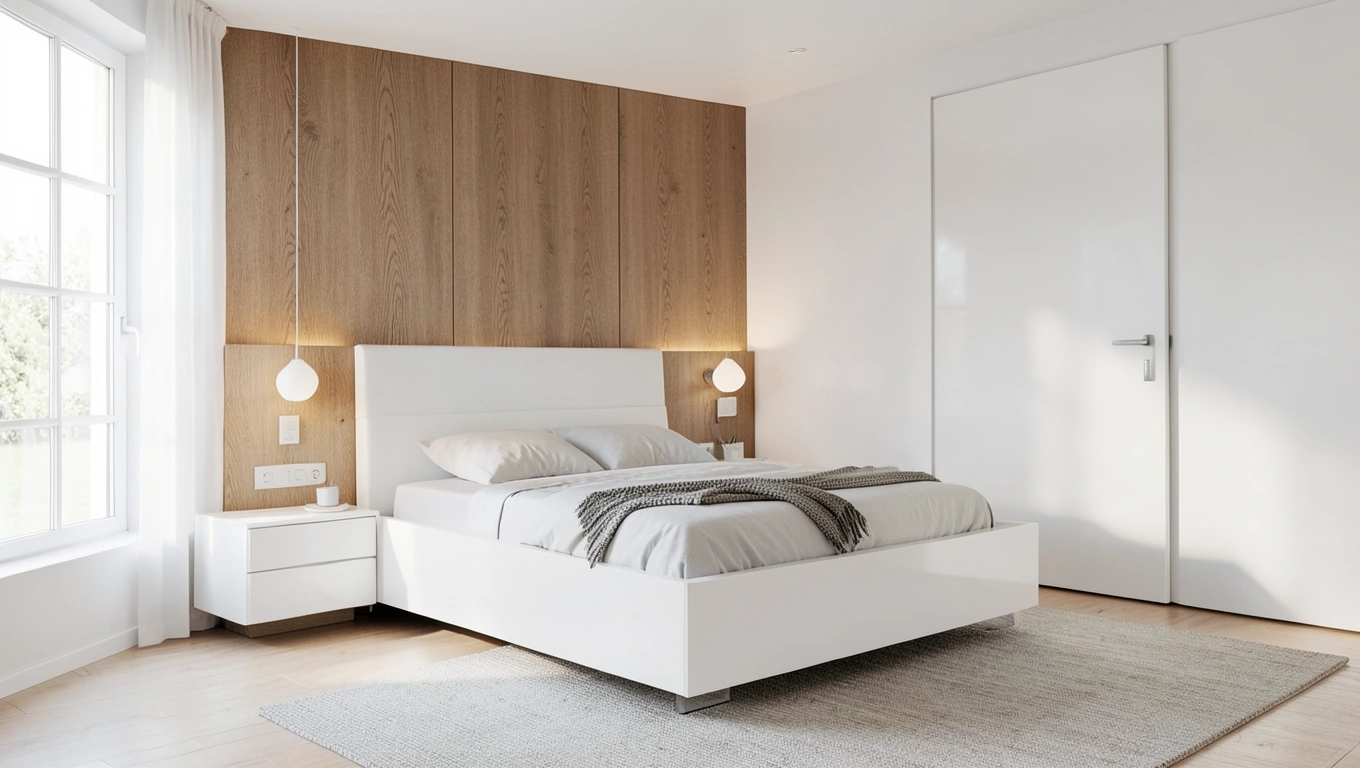 Lit escamotable dans un appartement scandinave lumineux