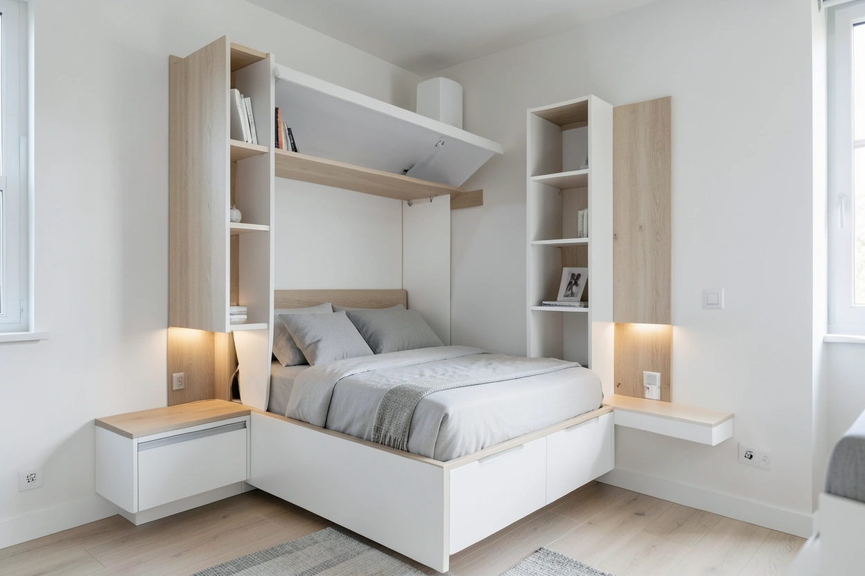 Lit escamotable vertical ouvert